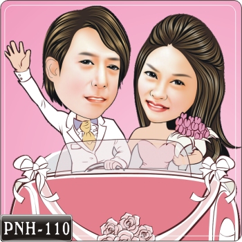 Q版雙人漫畫 PNH-110-禮車婚紗Q版畫